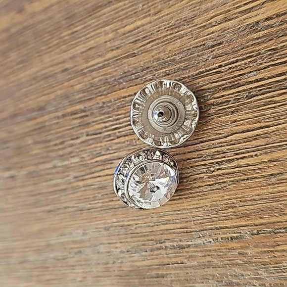 Clear 20mm Crystal Framed Post Earrings Wedding Jewelry - Picture 3 of 4